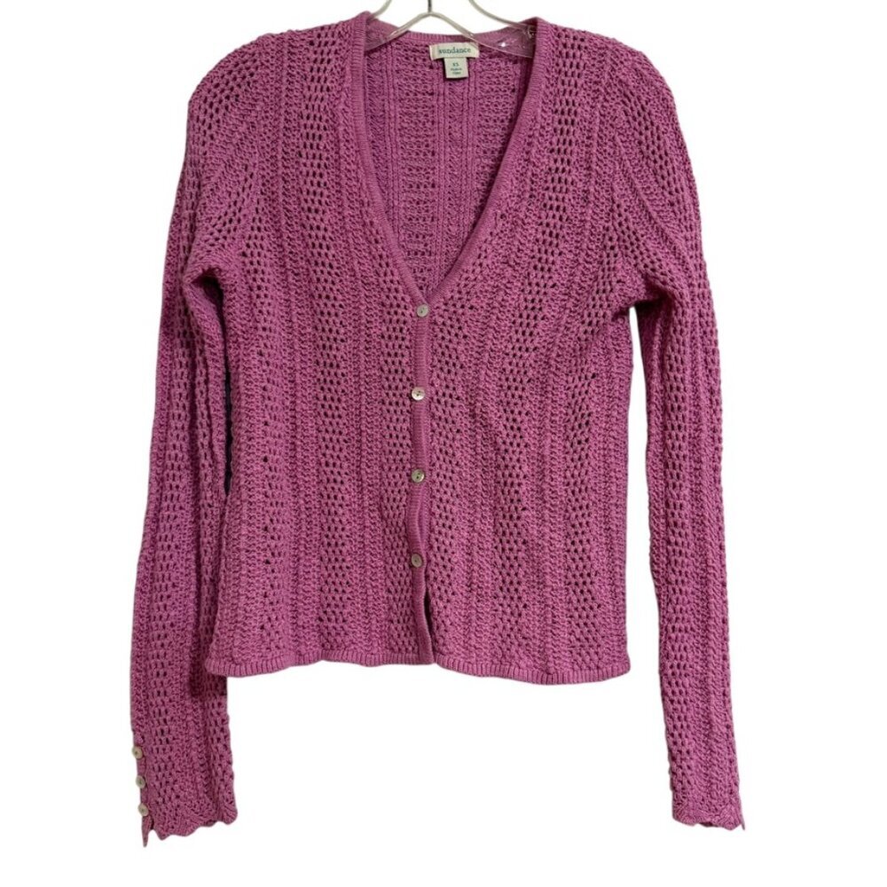 Sundance Lilac Crochet Cardigan Sweater SZ XS‎ Twee Summer